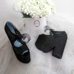 Black Full Lace Super High Heel Wedding Wedge Shoes -Tajna Shoes DSC 2515