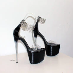 Transparent Strep Peep Toe Platform Heels