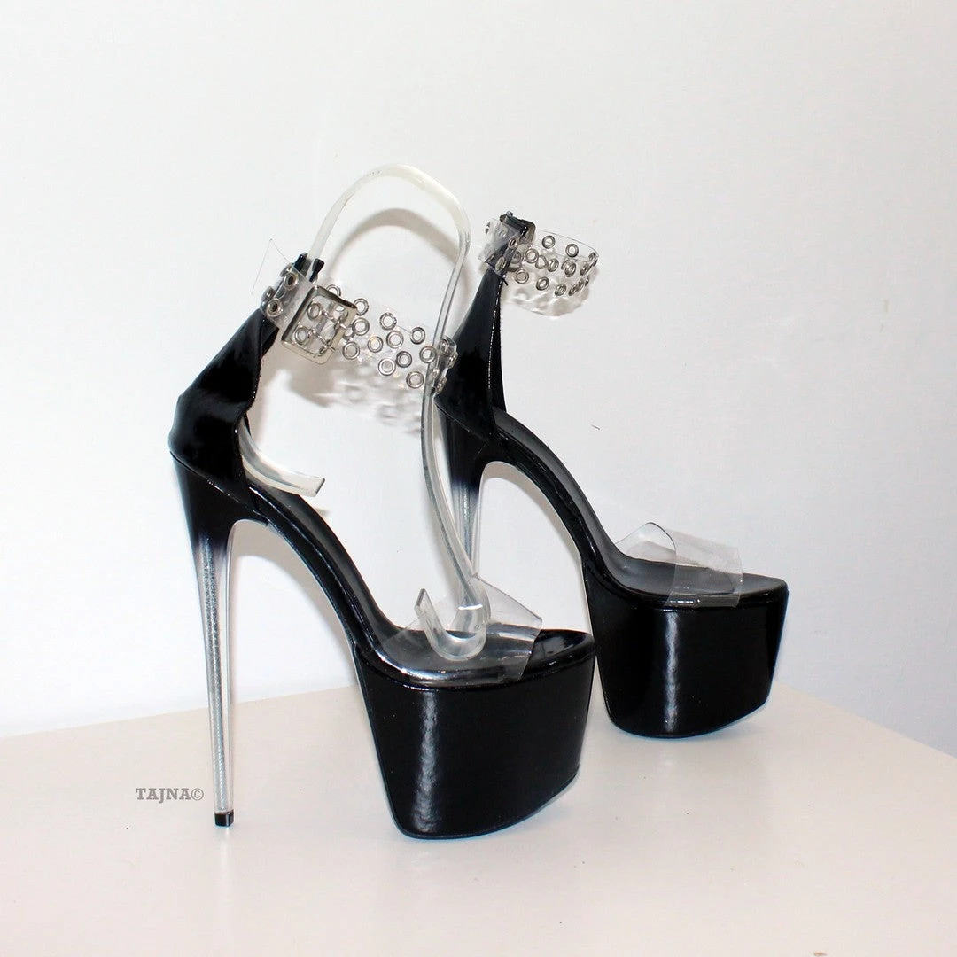 Transparent Strep Peep Toe Platform Heels 1 Transparent Strep Peep Toe Platform Heels