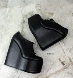 Black Lace Up Wedge Shoes 7 Black Lace Up Wedge Shoes -Tajna Shoes IMG 0192