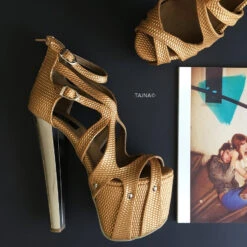 Gold Copper Cross Strap Cage Platforms