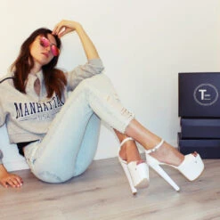 White Ankle Strap 19 Cm Peep Toe Platform Heels 12 White Ankle Strap 19 Cm Peep Toe Platform Heels -Tajna Shoes IMG 0939