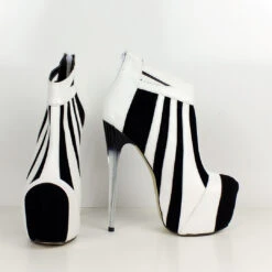 White Black Stripe Ankle Platforms