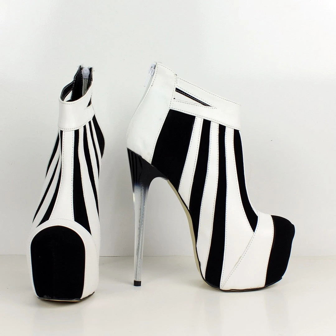 White Black Stripe Ankle Platforms 1 White Black Stripe Ankle Platforms