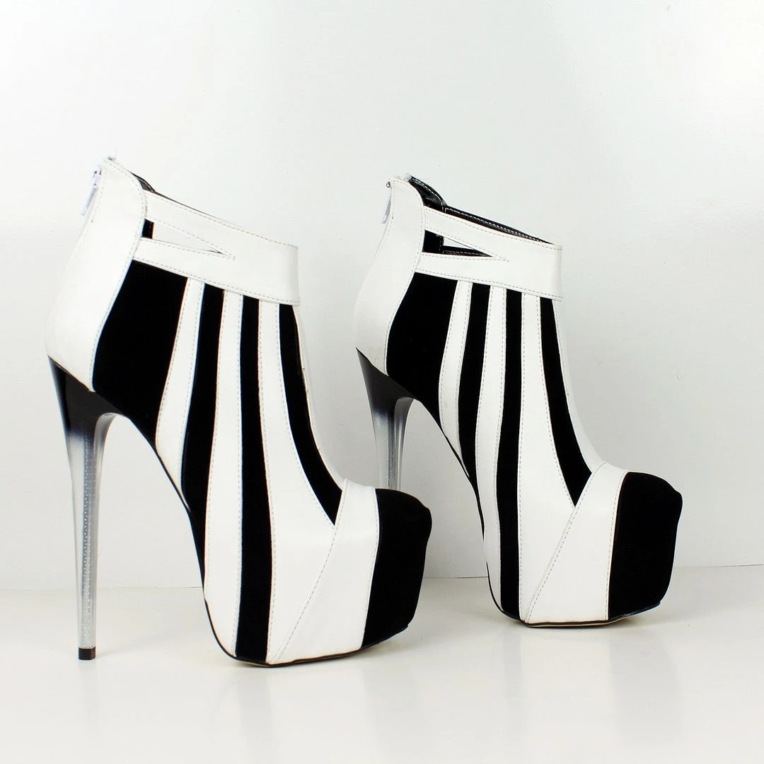 White Black Stripe Ankle Platforms 2 White Black Stripe Ankle Platforms - Image 2