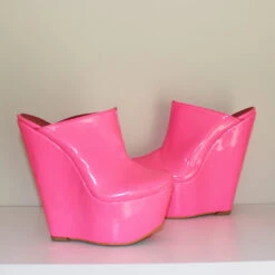 Gloss Pink 16 Cm Heel Wedge Mules -Tajna Shoes IMG 1750