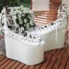 White Balerina Lace Up Wedge Platform Shoes