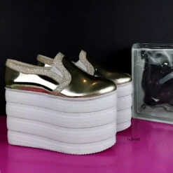 Gold Mirror Flat-form Wedge Sneakers -Tajna Shoes IMG 20200602 131632