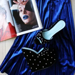 Black Suede Gem Stone Platform Wedge Mules -Tajna Shoes IMG 3043