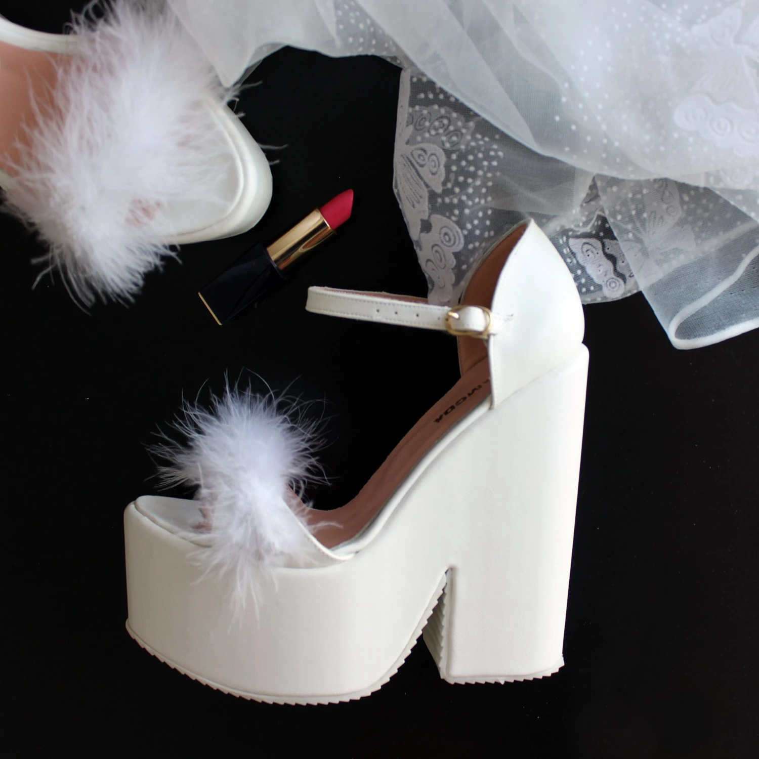 Bridal White Fury High Heel Wedding Wedges 1 Bridal White Fury High Heel Wedding Wedges