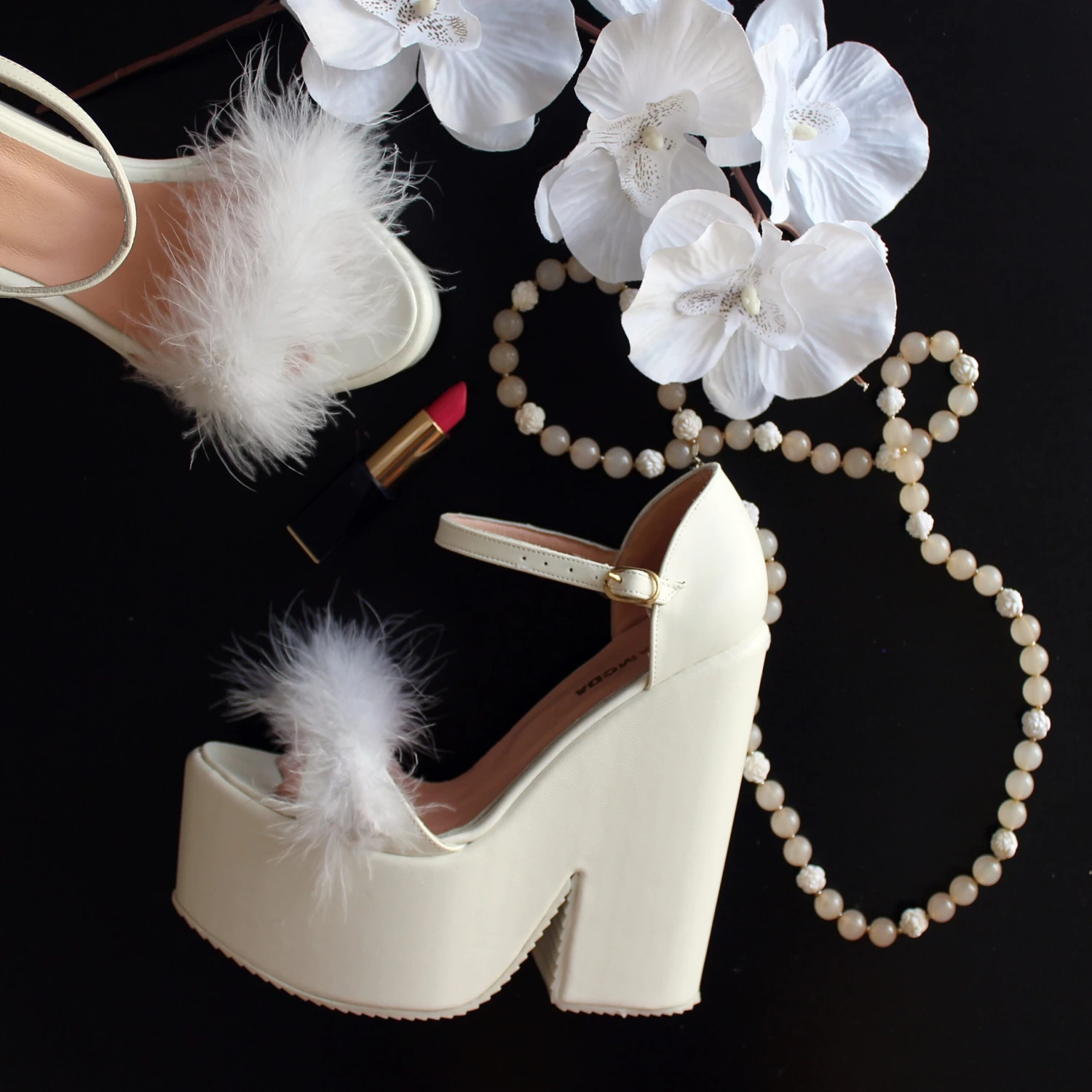Bridal White Fury High Heel Wedding Wedges 3 Bridal White Fury High Heel Wedding Wedges - Image 3