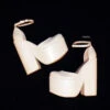 Ivory Closed Toe Ankle Strap Platform 20 Cm Wedges