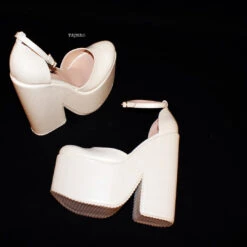 Ivory Closed Toe Ankle Strap Platform 20 Cm Wedges -Tajna Shoes IMG 3815