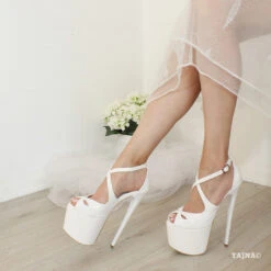 Cross Peep Toe White 19-20 Cm Wedding Platforms