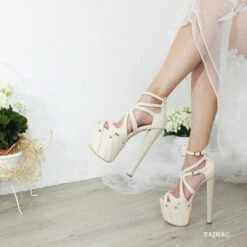 Nude Cream Chunky Heel Cross Strap Platforms -Tajna Shoes IMG 8136