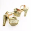 Gold Glitter Ribbon Bridal Platform Shoes