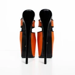 Orange Matte Black Detail Platform Mules -Tajna Shoes IMG 8487