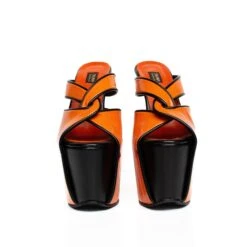 Orange Matte Black Detail Platform Mules -Tajna Shoes IMG 8489