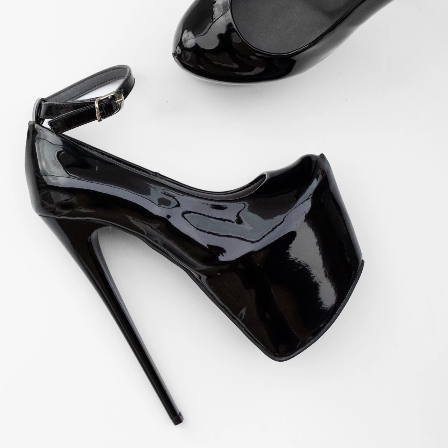 Black Gloss Ankle Strap Platform Heels 1 Black Gloss Ankle Strap Platform Heels
