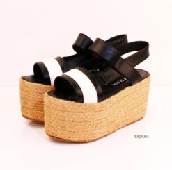 White Black Espadril Wedge Platform Sandals -Tajna Shoes Screenshot 10