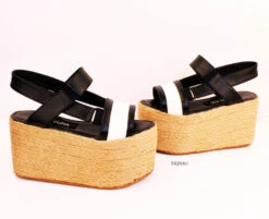 White Black Espadril Wedge Platform Sandals -Tajna Shoes Screenshot 9