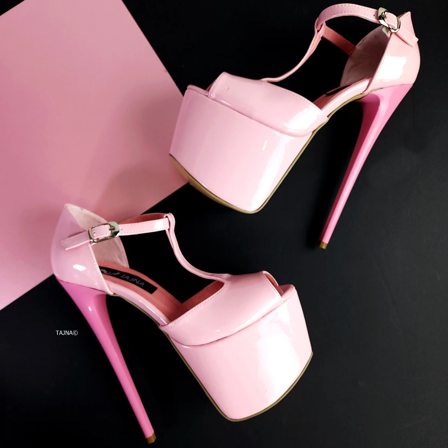 Baby Pink T-strap Platform High Heels 1 Baby Pink T-strap Platform High Heels
