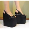 Sandra Peeptoe Black Wedge Heel Platform High Heels Shoes