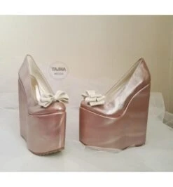 Isabel Wedding Bow Wedge High Heel Platforms