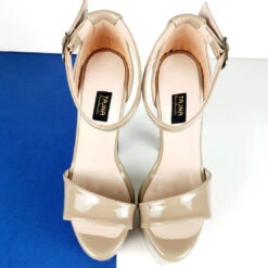 Beige Nude Glossy High Heel Sandals 7 Beige Nude Glossy High Heel Sandals -Tajna Shoes beige glossy 7 inches high heel sandals 5
