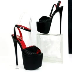 Black Matte Tango Strap High Heels -Tajna Shoes black 19 cm high heel shoes tajna club sandals 3