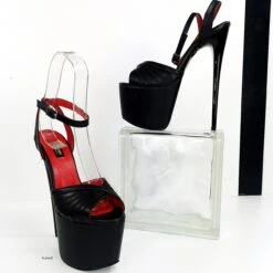 Black Matte Tango Strap High Heels -Tajna Shoes black 19 cm high heel shoes tajna club sandals 4