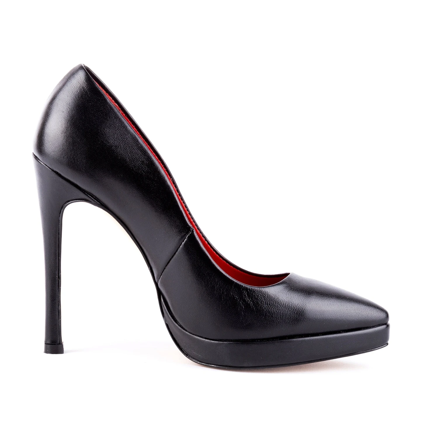 Black Genuine Leather Pointy Toe Stilettos 5 Black Genuine Leather Pointy Toe Stilettos - Image 5