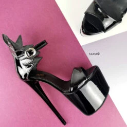 Dahlia Designer Black Patent High Heels -Tajna Shoes black patent extreme high heel shoes tajna club 3