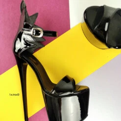 Dahlia Designer Black Patent High Heels -Tajna Shoes black patent extreme high heel shoes tajna club 5