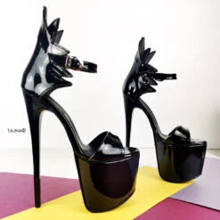 Dahlia Designer Black Patent High Heels -Tajna Shoes black patent extreme high heel shoes tajna club 8