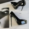 Platform Stiletto Black Patent