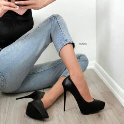 Platform Stiletto Black Matte 13 Platform Stiletto Black Matte -Tajna Shoes black platform stiletto 1