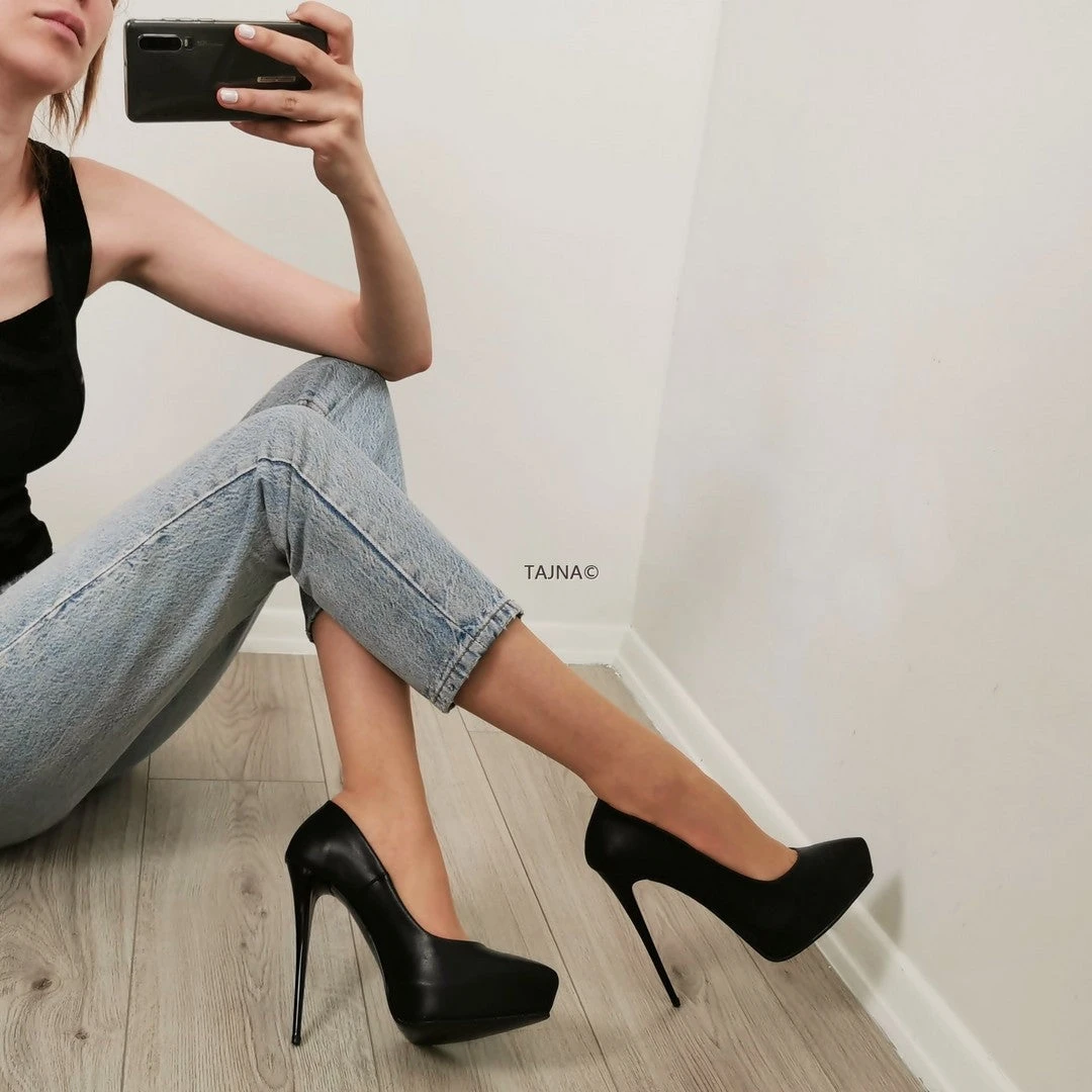 Platform Stiletto Black Matte 6 Platform Stiletto Black Matte - Image 6