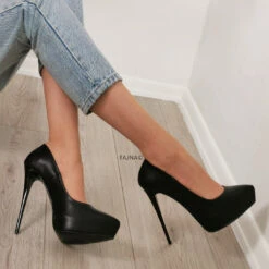 Platform Stiletto Black Matte 10 Platform Stiletto Black Matte -Tajna Shoes black platform stiletto 6