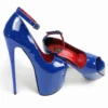 Royal Blue Gloss Ankle Strap High Heel Platforms