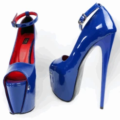 Royal Blue Gloss Ankle Strap High Heel Platforms -Tajna Shoes blue gloss high heel ankle strap platform shoes tajna club shoes 4