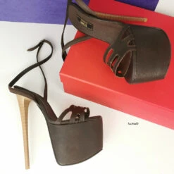 Brown Laser Strap Platform Heel Sandals 6 Brown Laser Strap Platform Heel Sandals -Tajna Shoes brown lazer strap high heel shoes tajna club 1