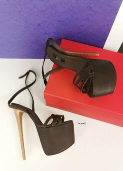 Brown Laser Strap Platform Heel Sandals 7 Brown Laser Strap Platform Heel Sandals -Tajna Shoes brown lazer strap high heel shoes tajna club 2