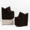 Brown Sabo Platform Heel Wedge Mules
