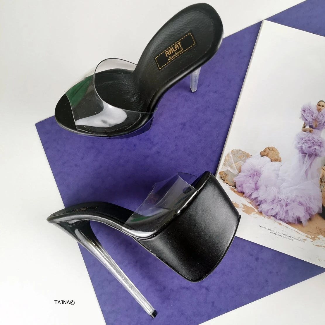 Clear Heel Black Transparent Mules 4 Clear Heel Black Transparent Mules - Image 4