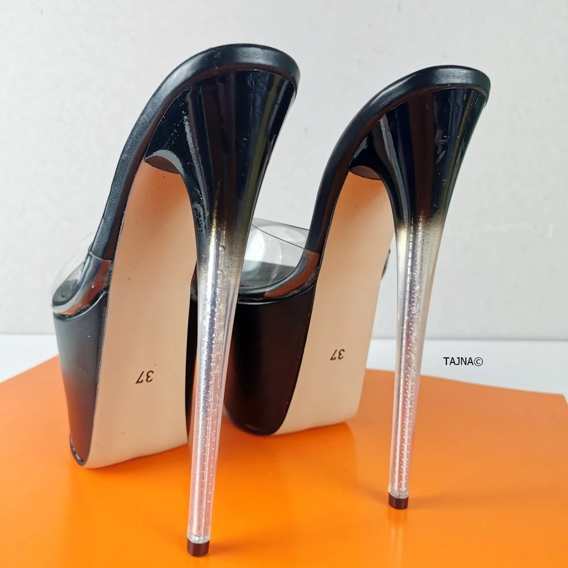 Clear Heel Black Transparent Mules 2 Clear Heel Black Transparent Mules - Image 2