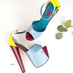Colourblock Chunky High Heel Sandals -Tajna Shoes colourblock high heel platform heels 7 8 inches 19 cm 3