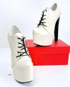 Nude Cream Gloss Oxford Thick Heels -Tajna Shoes cream gloss oxford high heel ankle shoes 7