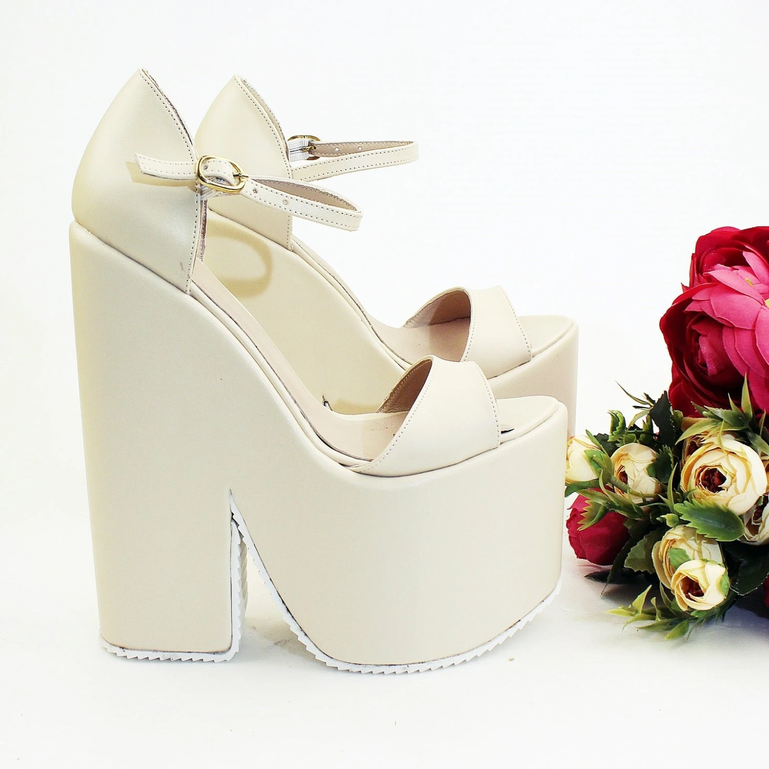 Single Strap Platform Cream Wedge Bridal Shoes 3 Single Strap Platform Cream Wedge Bridal Shoes - Image 3