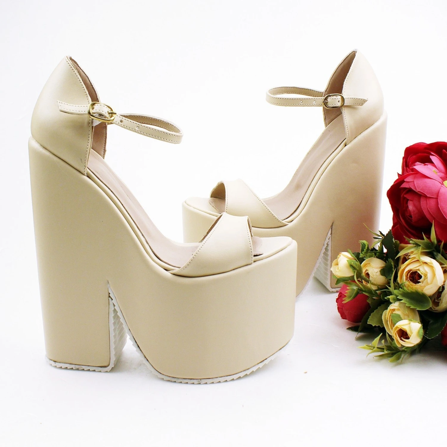 Single Strap Platform Cream Wedge Bridal Shoes 4 Single Strap Platform Cream Wedge Bridal Shoes - Image 4